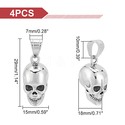 4Pcs 316 Surgical Stainless Steel Pendants STAS-UN0047-81-1