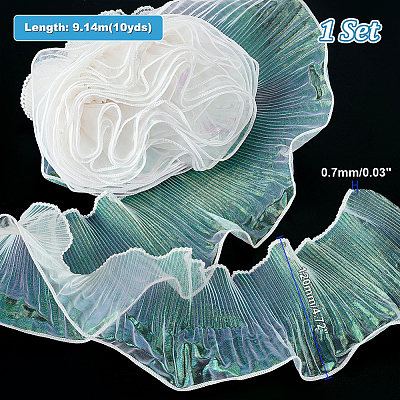 10 Yards Polyester Pleated Lace Trim OCOR-GA0001-72A-1