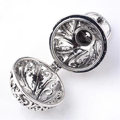 Rack Plating Brass Cage Pendants KK-S751-015AS-1