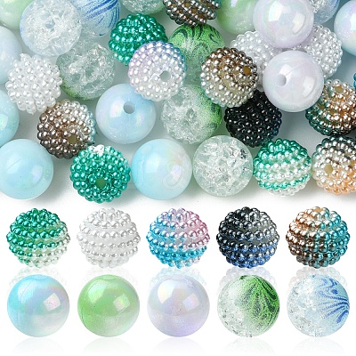 200Pcs 10 Styles Imitation Pearl & Opaque Acrylic Berry Beads OACR-FS0001-96A-1