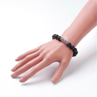 Natural Lava Rock Stretch Bracelets BJEW-JB02757-01-1
