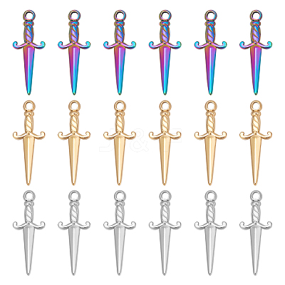 18Pcs 3 Colors 304 Stainless Steel Pendants STAS-UN0042-22-1