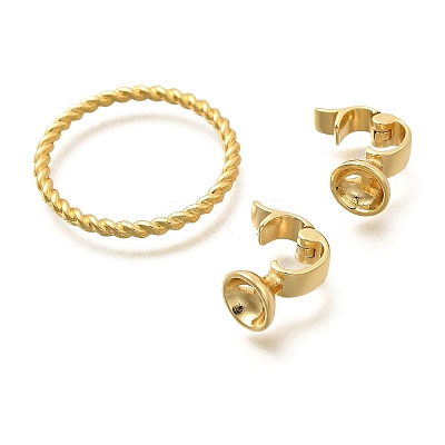 Flat Round Rack Plating Brass Fold Over Clasps KK-S508-20G-1