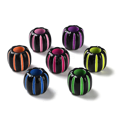 Spray Printed Opaque Acrylic European Beads SACR-P031-02B-1