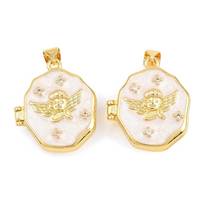 Brass Locket Pendants KK-D232-07G-1