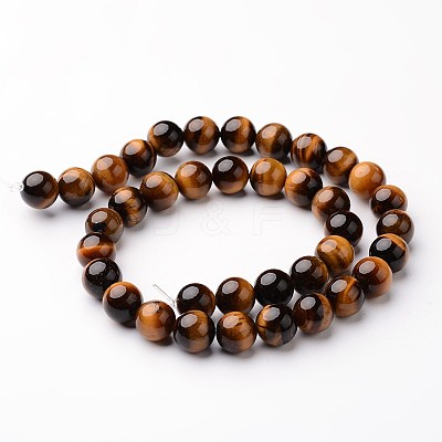 Round Natural Tiger Eye Bead Strands G-J346-13-10mm-1