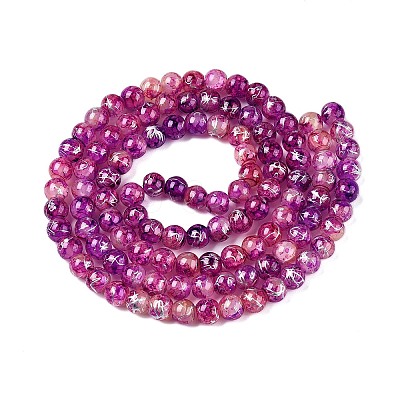 Drawbench Crackle Glass Beads Strands GLAA-N006-8mm-06-1