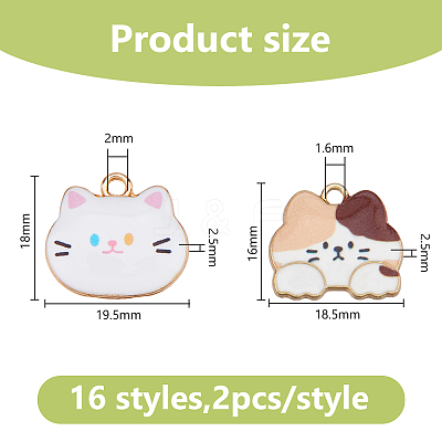 32Pcs 16 Styles Printed Alloy Pendants ENAM-DC0001-93-1