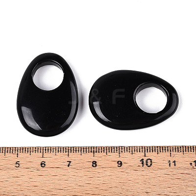 Natural Obsidian Large Hole Pendants G-N348-06B-12-1