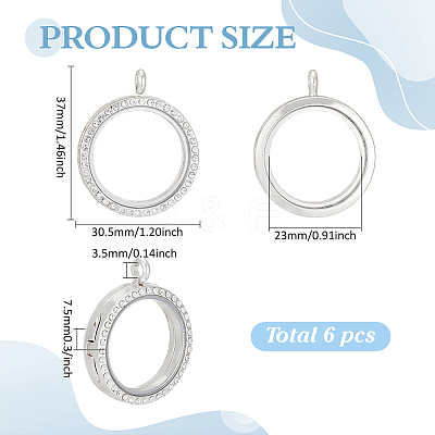 6Pcs Alloy Magnetic Locket Pendants FIND-ME0003-67P-1
