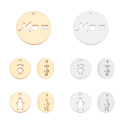 12Pcs 6 Style 304 Stainless Steel Charms STAS-UN0022-60-1