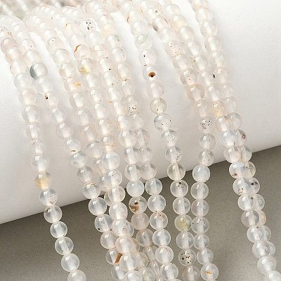 Natural Dendritic Agate Beads Strands G-C011-4mm-01-1
