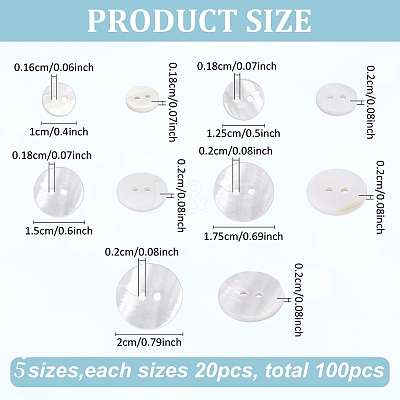 100Pcs 5 Styles 4-Hole Shell Buttons BUTT-WR0001-26-1