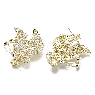 Brass Micro Pave Cubic Zirconia Brooch Findings KK-R136-001-NF-1