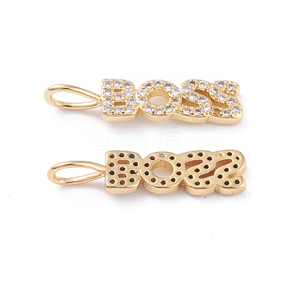 Brass Micro Pave Clear Cubic Zirconia Pendants X-ZIRC-L093-70G-1