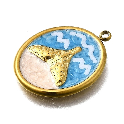 304 Stainless Steel Enamel Pendants STAS-Z163-21G-04-1