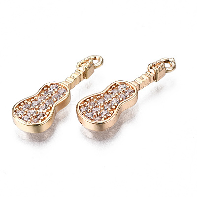 Brass Micro Pave Clear Cubic Zirconia Pendants X-KK-S359-113-RS-1