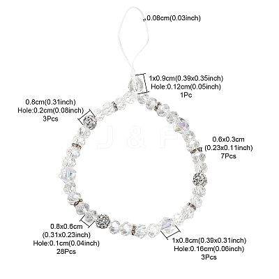 Rondelle Glass & Polymer Clay Rhinestone Beads Phone Hand Strap Chains HJEW-YW0001-05D-1