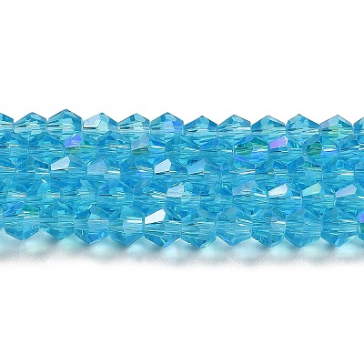 Transparent Electroplate Glass Beads Strands GLAA-F029-4mm-D19-1