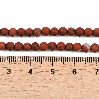 Frosted Natural Red Jasper Beads Strands G-C270-M01-4mm-1