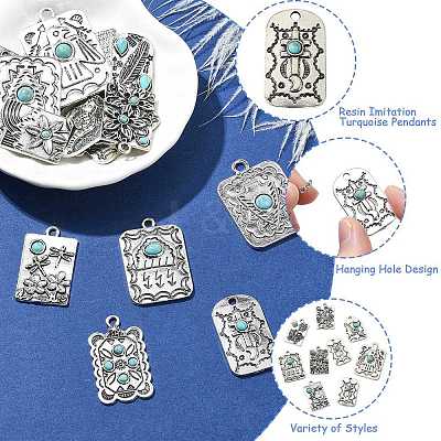 24Pcs 12 Styles Resin Imitation Turquoise Pendants FIND-CJ0003-52-1
