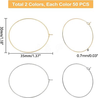 100Pcs 2 Colors 316 Surgical Stainless Steel Wine Glass Charms Rings STAS-UN0028-95B-1