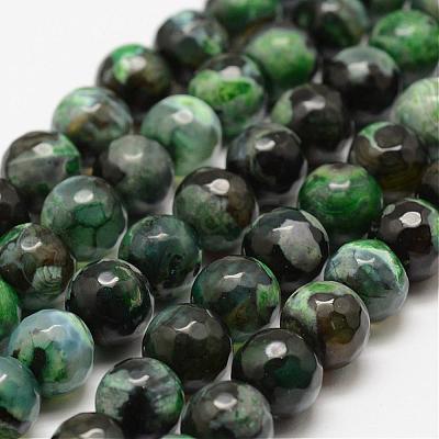 Faceted Natural Fire Crackle Agate Beads Strands G-F447-10mm-A18-1