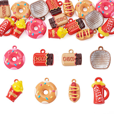 16Pcs 8 Styles Baking Paint Alloy Pendants FIND-TA0009-64-1
