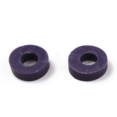 Flat Round Handmade Polymer Clay Bead Spacers X-CLAY-R067-4.0mm-04-1