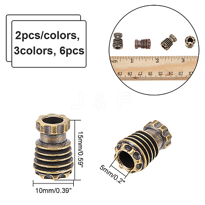 6Pcs 3 Color EDC Brass Knife String Pendant Light Parachute String Tool KK-NB0002-90-1