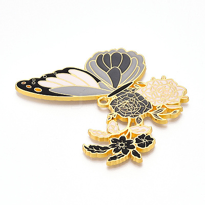 Rack Plating Alloy Enamel Big Pendants ENAM-N056-399-G-1