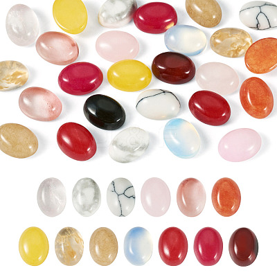 26Pcs 13 Styles Cherry Quartz Glass & Opalite & Synthetic Howlite & Natural White Jade & Rose Quartz & Jade & Howlite & Agate Cabochons G-TA0003-28A-1