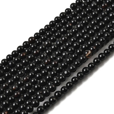 Natural Black Onyx Round Bead Strands G-A130-3mm-K04-1