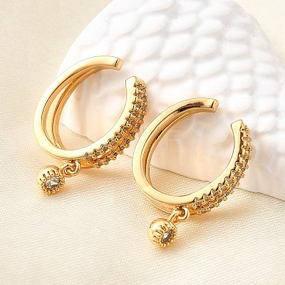 Brass Micro Pave Clear Cubic Zirconia Cuff Earrings EJEW-F370-30G-1