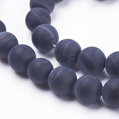 Natural Black Striped Agate/Banded Agate Beads Strands LS-G-F520-50-8mm-1