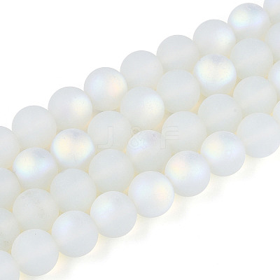 Frosted Imitation Jade Glass Beads Strands GLAA-T032-J10mm-MBB02-1