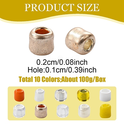 100G 10 Colors Glass Seed Beads SEED-YW0002-89A-1