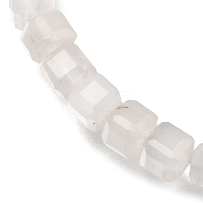 Natural Rose Quartz Cube Beads Stretch Bracelets for Men Women BJEW-JB12276-1