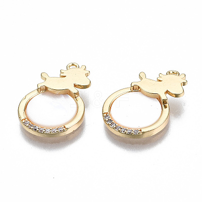 Brass Micro Pave Clear Cubic Zirconia Pendants KK-S356-318-NF-1