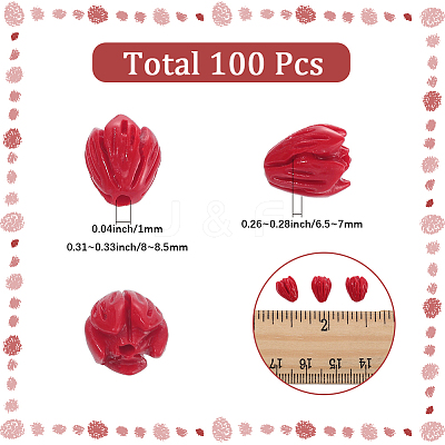100Pcs Dyed Synthetic Coral Carved Beads CORA-SC0001-14-1