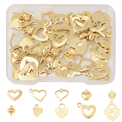 60Pcs 10 Styles Stainless Steel Charms STAS-FS0001-96-1