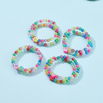Transparent Acrylic Beaded Stretch Kids Bracelets BJEW-JB06316-1
