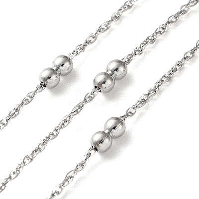 304 Stainless Steel Cable Chains with Beads CHS-F020-08P-1