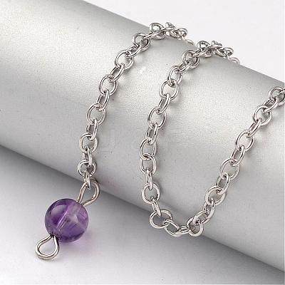 Natural Amethyst Sphere Dowsing Pendulums BJEW-E292-A07-1
