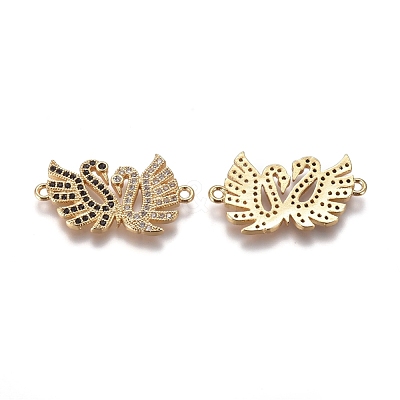 Brass Micro Pave Cubic Zirconia Links connectors ZIRC-K081-06G-1
