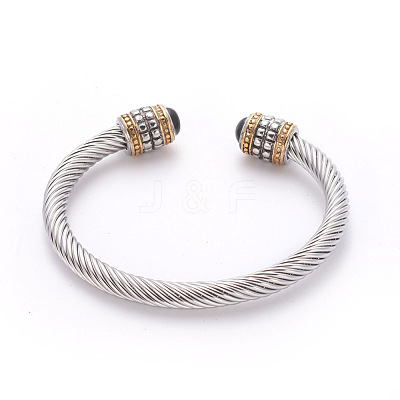 304 Stainless Steel Cuff Bangles BJEW-L642-25MP-1