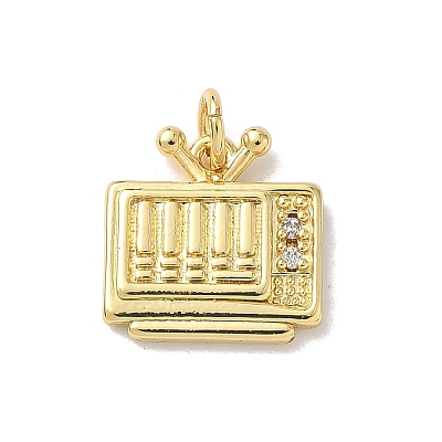 Brass Micro Pave Clear Cubic Zirconia Charms KK-A273-17G-1