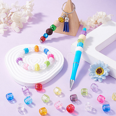 100Pcs UV Plating Transparent Acrylic European Beads TACR-TA0001-93B-1