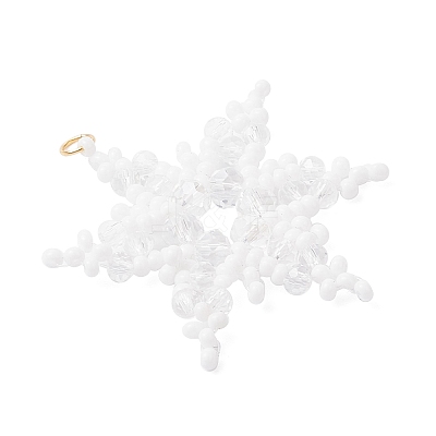 3Pcs 3 Colors Glass Seed Beaded Snowflake Pendants PALLOY-MZ00890-1