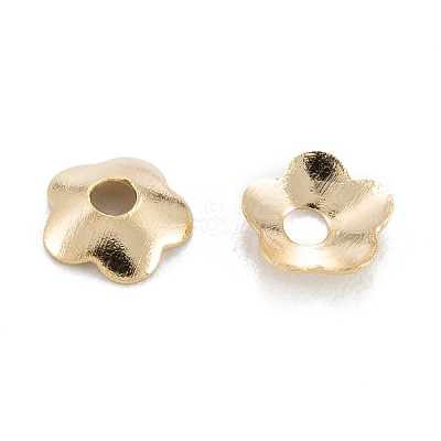 5-Petal Brass Bead Cap X-KK-D063-13G-1